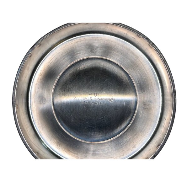 Vintage International Decorator 18-8 Stainless Steel Pedestal Bowl With Ornate B - Picture 11 of 14